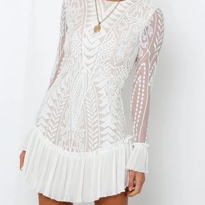 Hello Molly White Lace Overlay Dress